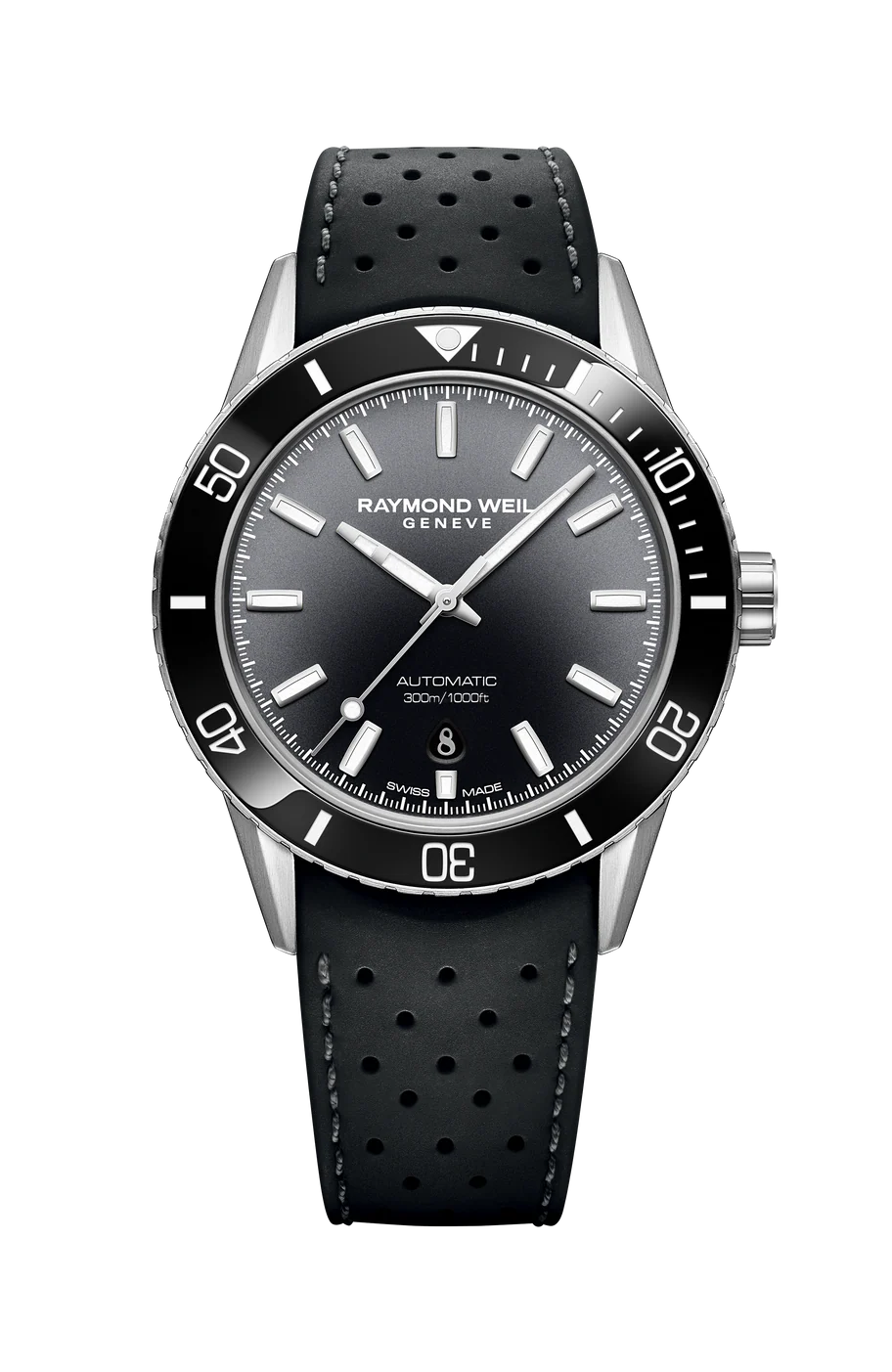 Raymond Weil Freelancer Diver Black Dial Rubber Strap Automatic 300M......Ref : 2775-ST1-20051